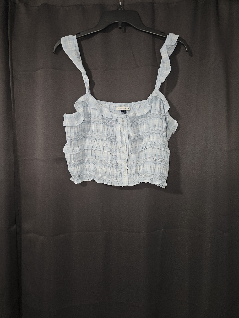 American Eagle Outfitters Light Blue Smocked Crop Tank